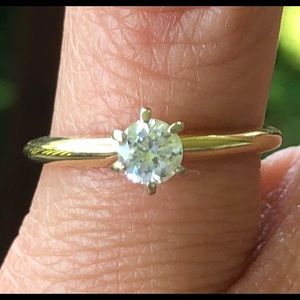 14k Yellow Gold Diamond Solitaire Engagement Ring